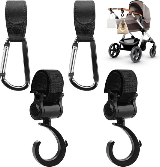 4 Stroller Bag Hooks - Bag Hook - Stroller Straps - Buggy Hook - Stroller Hooks - Multifunctional Velcro Hook - Large - Stroller Bag Hooks - Shopping Hook - Universal Bag Hook - Buggy Bag Hooks - Buggy Accessories.