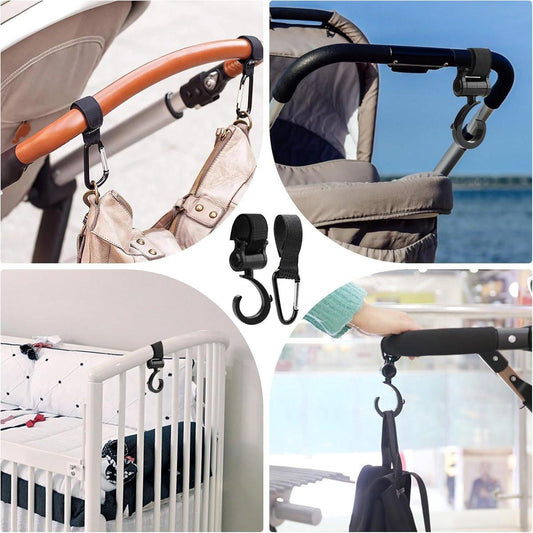 4 Stroller Bag Hooks - Bag Hook - Stroller Straps - Buggy Hook - Stroller Hooks - Multifunctional Velcro Hook - Large - Stroller Bag Hooks - Shopping Hook - Universal Bag Hook - Buggy Bag Hooks - Buggy Accessories.