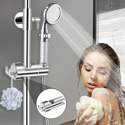 Slide Piece for Shower Rod - ø 18-25 mm - Hand Shower Bracket - With 2 Hooks - Chrome - Adjustable - ABS - Hand Shower - Shower Head - Shower Head Holder - Hand Shower Holder - Shower - Bathroom - Black - Universal - For Shower Rod - Easy Installation