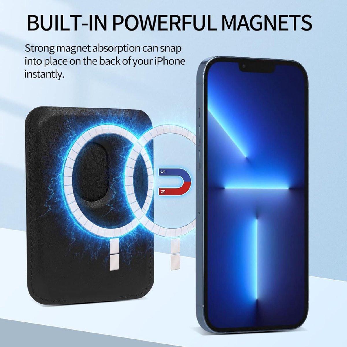 Wallet Stand - Strong Magnetic Card Holder - Suitable for MagSafe - 2-Card Wallet - Ultra-Thin - Foldable - Card Holder for Men & Women - Card Holder - Credit Card Holder - Magnetic Closure - Stand Function - Stand - Black.