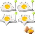 Egg ring - 4-piece - Heart-shaped egg ring - Practical egg rings - Cooking ring - Pancake maker - heart star flower and round egg cooker ring - Baking accessory - kitchen tool - for frying eggs - Stainless steel