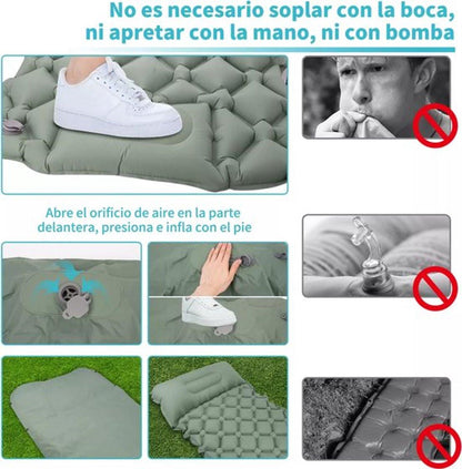 Self-Inflating Sleeping Mat - Self-Inflating with Built-in Foot Pump - 195x60x7 cm - Sleeping Mat - Small Sleeping Mattress - Camping Mattress - Camping Bed - Foldable Guest Mattress - Airbed - Air Mattress - Camping Mattress - Single - Camping, Traveling.