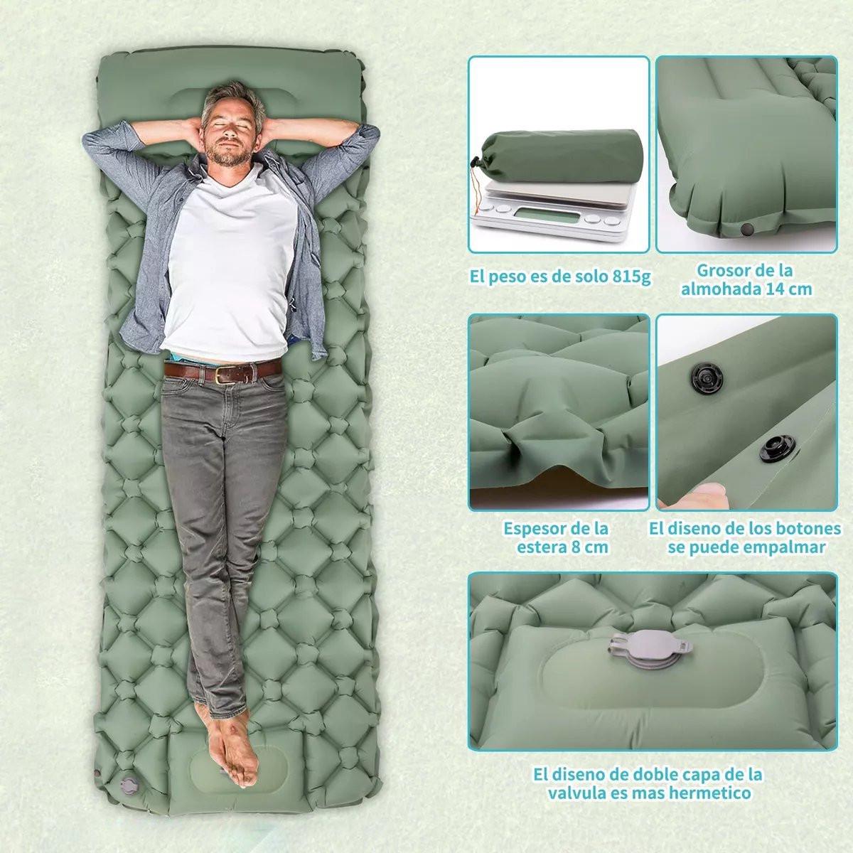 Self-Inflating Sleeping Mat - Self-Inflating with Built-in Foot Pump - 195x60x7 cm - Sleeping Mat - Small Sleeping Mattress - Camping Mattress - Camping Bed - Foldable Guest Mattress - Airbed - Air Mattress - Camping Mattress - Single - Camping, Traveling.