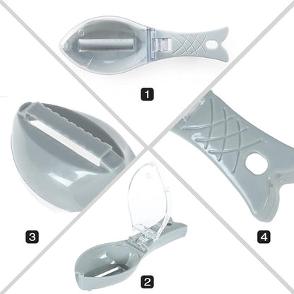 Fish Scraper - Professional Scale Remover - Fast and Efficient - Portable Scale Removal - Universal Fish Descaler - Fish Descaler - Fish Scraper - with Handy Collection Tray - for Kitchen / Restaurant - Green - Piece