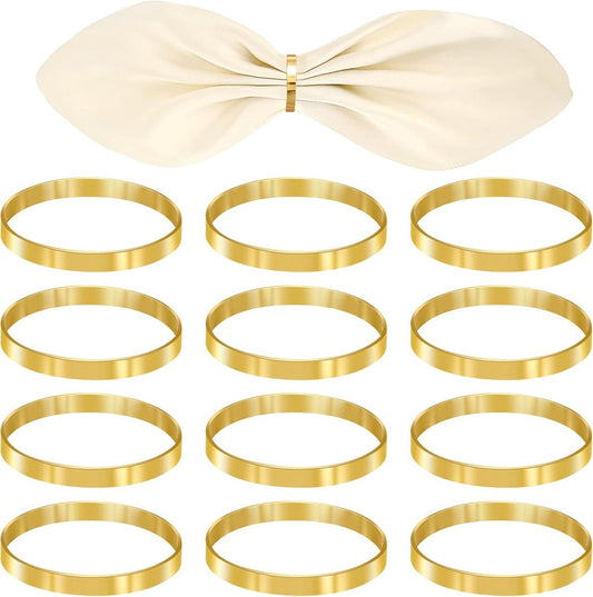 12 pieces gold metal napkin rings - elegant napkin ring - Christmas napkin rings - boho round gold napkin ring for weddings - party dinner - anniversary table decoration