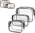 Transparent Travel Toiletry Bag Set - 3 Pieces - Toiletries Travel Bag - Makeup Bag - Makeup Pouches - Travel Organizers - Beauty Case - Travel Organizer - Transparent Packing Cubes Suitcase Organizer - Cosmetics Bag - Waterproof - Black/Transparent