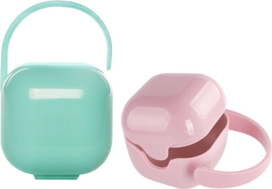 Pacifier Storage Container - Pacifier Box - Easy to Take Anywhere - Pacifier Carrier Bag - Pacifier Storage Box - Pacifier Storage Boxes - Green+Pink - 2 Pieces.