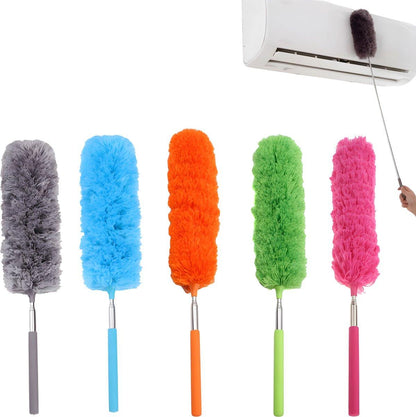 Telescopic Feather Duster - 5-Piece Cleaning Set - Feather Duster Extendable Up to 85 Cm - Cobweb Brush with Telescopic Handle - Duster - Dust Brush - Washable Microfiber - Rotatable - Electrostatic Adsorption - Hard-to-Reach Places.