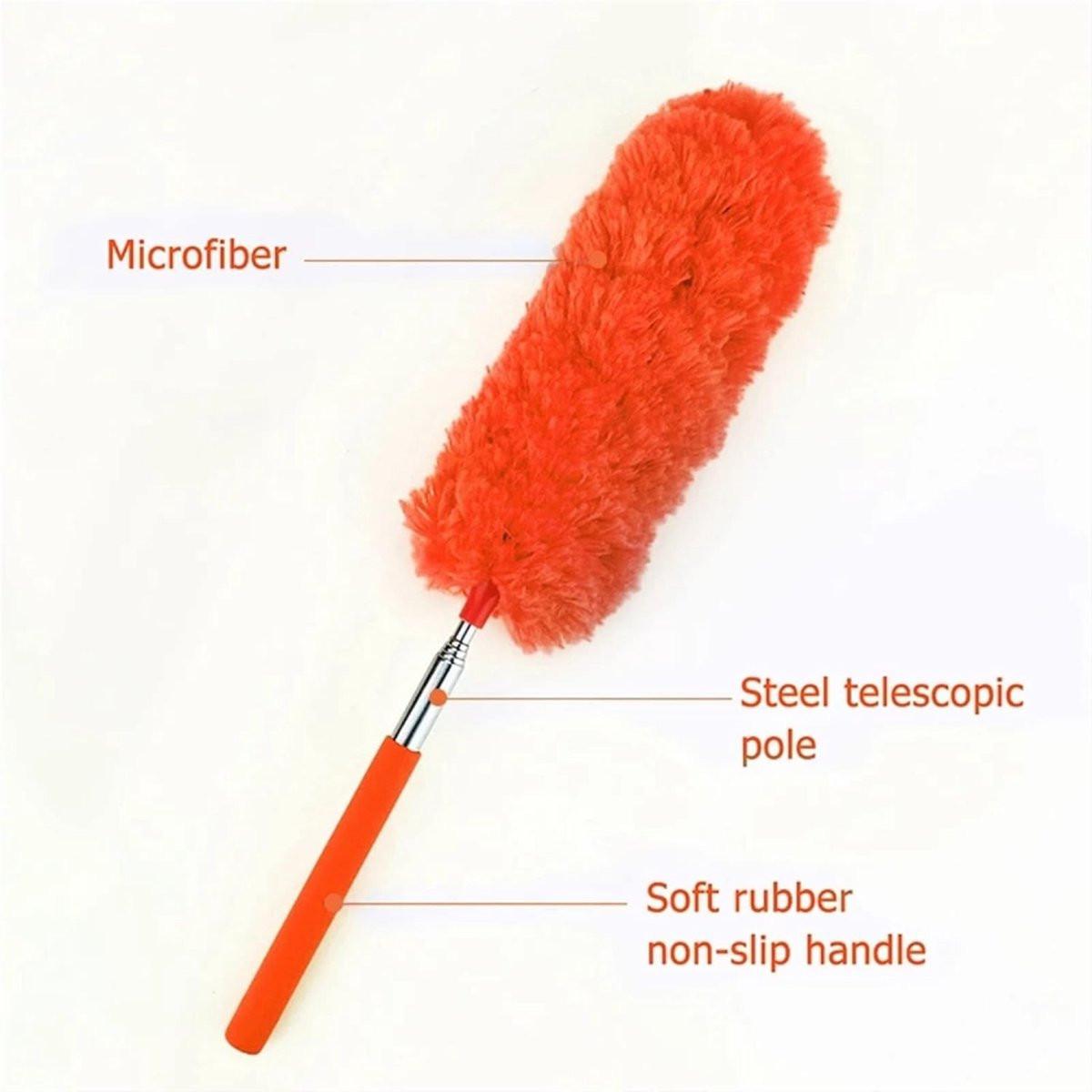 Telescopic Feather Duster - 5-Piece Cleaning Set - Feather Duster Extendable Up to 85 Cm - Cobweb Brush with Telescopic Handle - Duster - Dust Brush - Washable Microfiber - Rotatable - Electrostatic Adsorption - Hard-to-Reach Places.