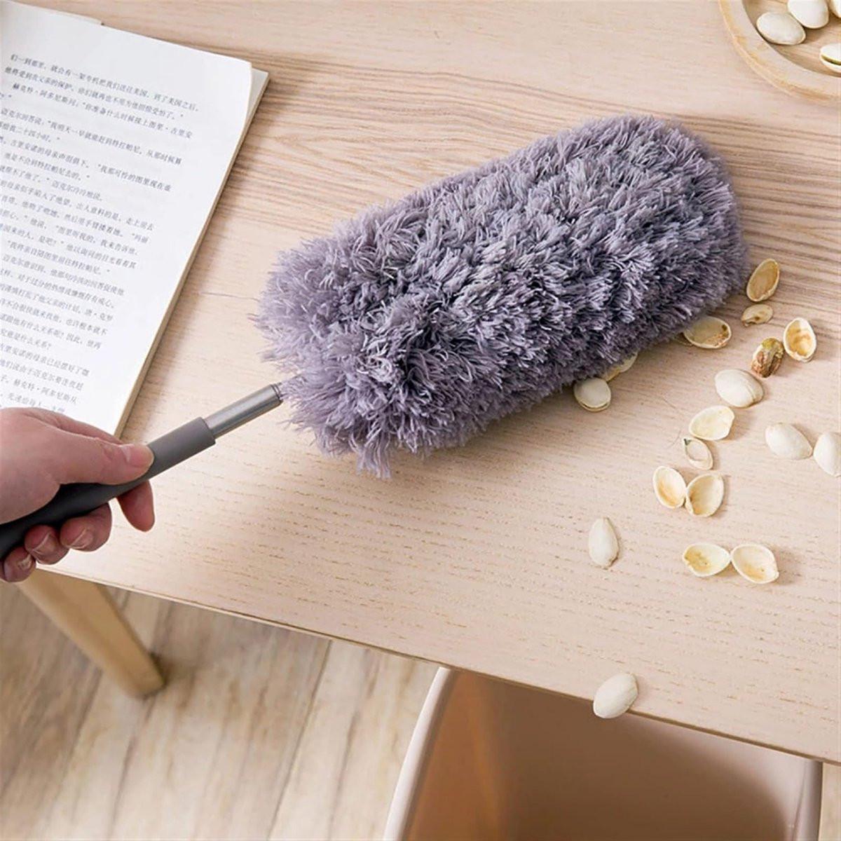 Telescopic Feather Duster - 5-Piece Cleaning Set - Feather Duster Extendable Up to 85 Cm - Cobweb Brush with Telescopic Handle - Duster - Dust Brush - Washable Microfiber - Rotatable - Electrostatic Adsorption - Hard-to-Reach Places.