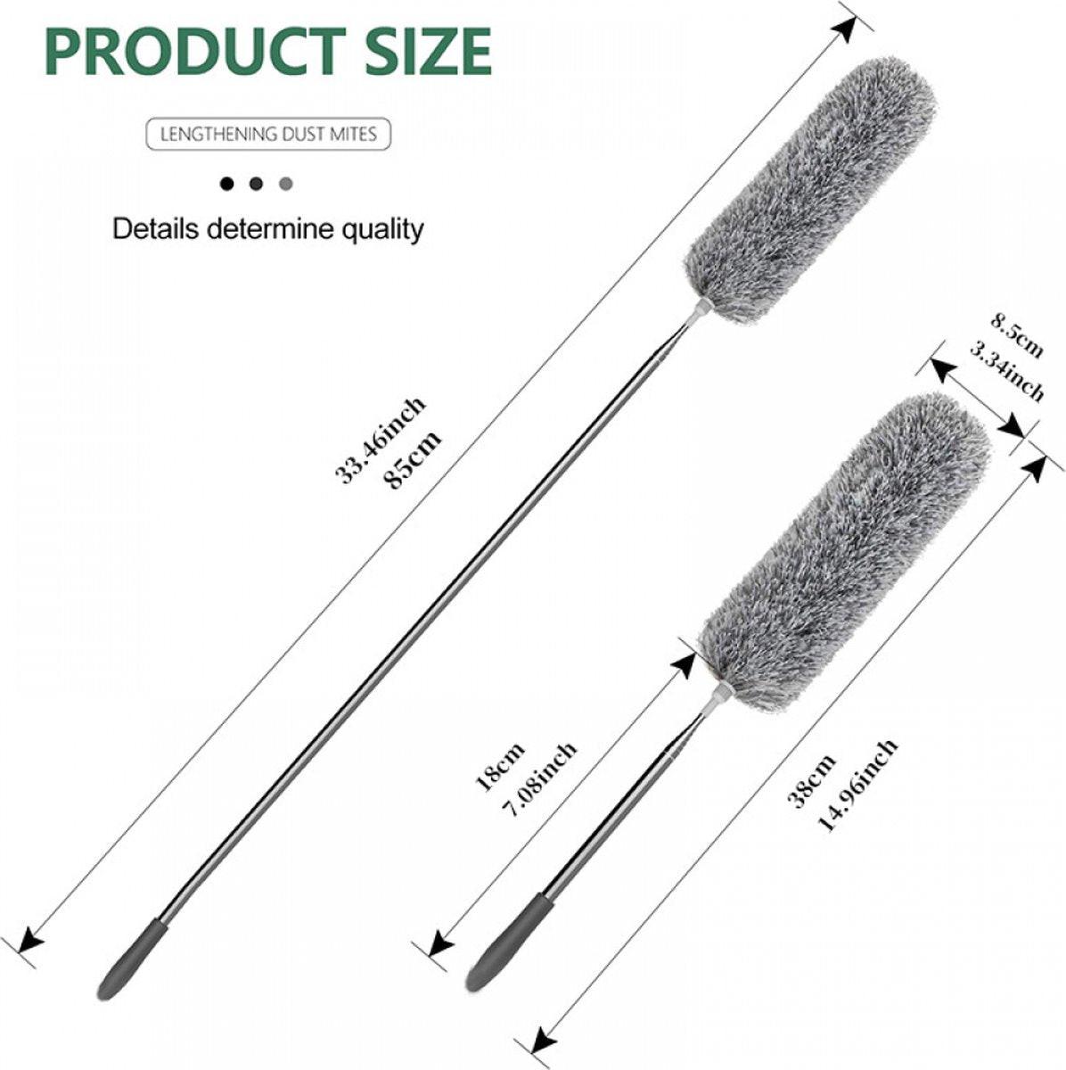 Telescopic Feather Duster - 5-Piece Cleaning Set - Feather Duster Extendable Up to 85 Cm - Cobweb Brush with Telescopic Handle - Duster - Dust Brush - Washable Microfiber - Rotatable - Electrostatic Adsorption - Hard-to-Reach Places.