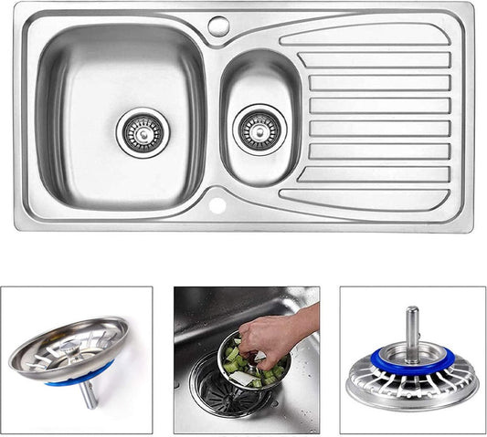 Kitchen Sink Drain Plug 80 mm - 2 Pieces Basket Plug - Sink Strainer Drain Stopper for the Kitchen - Stainless Steel - Universal - Drain Stopper - Sink Strainer - Sink Strainer - Sink Plug - Strainer - Unclog - Washbasin - No Blockage