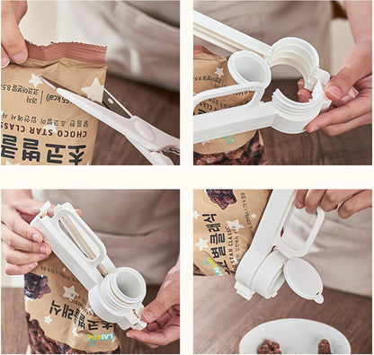 Freshness Clips with Pouring Spout - Bag Sealer - Freshness Clips - Sealing Clips - Bag Sealing Clamp Pouring Spout - Food Sealing - Keep Fresh - Food Bag Clips with Pouring Spouts - For Kitchen Food Storage Bag - White - 1 Piece
