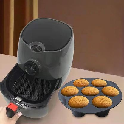 Muffin Pans - Professional High Quality Airfryer Baking Tray - Non-Stick Coating - Cupcake Tray - Muffin Baking Pans - Silicone Baking Mold - Silicone Cupcake Baking Pan - For Muffins, Cupcakes, Mini Quiches - 17.5cm - Black