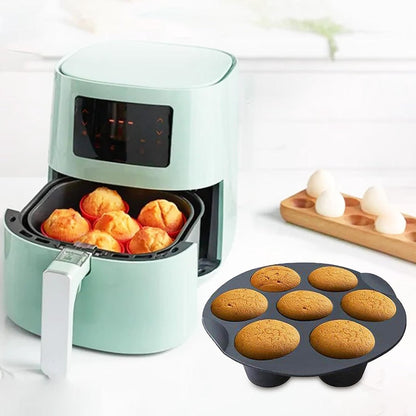 Muffin Pans - Professional High Quality Airfryer Baking Tray - Non-Stick Coating - Cupcake Tray - Muffin Baking Pans - Silicone Baking Mold - Silicone Cupcake Baking Pan - For Muffins, Cupcakes, Mini Quiches - 17.5cm - Black