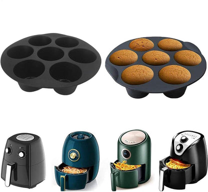 Muffin Pans - Professional High Quality Airfryer Baking Tray - Non-Stick Coating - Cupcake Tray - Muffin Baking Pans - Silicone Baking Mold - Silicone Cupcake Baking Pan - For Muffins, Cupcakes, Mini Quiches - 17.5cm - Black