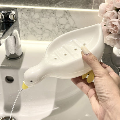 Soap Dish - 2 Pieces - Soap Holder - Soap Box - Small Soap Dish - Self-Draining Soap Holder - Duck Design - Soap Dish - Gift - For Shower, Bathroom, Bathtub, Kitchen Sink - Home Decor - Bathroom Accessories - Plastic - White