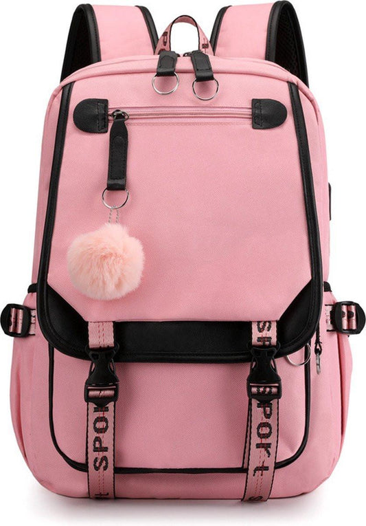 Girls School Student School Bag Outdoor Backpack With USB Charging Port, Pink - Luxury Backpack - School Bag - Backpack - Rucksack - School - Girls - Boys - Teenagers - Book Bag - Girl's Backpack - Backpacks - Rucksack For Children - Waterproof - Laptop B.