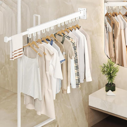 Foldable Wall Drying Rack - Foldable Wall Clothes Rack - Foldable Wall Clothes Rod - 2-Way Drying Rack - Space-Saving - Foldable - For Laundry, Balcony, Bathroom, Terrace, Dormitory, Apartment - White - 1 piece