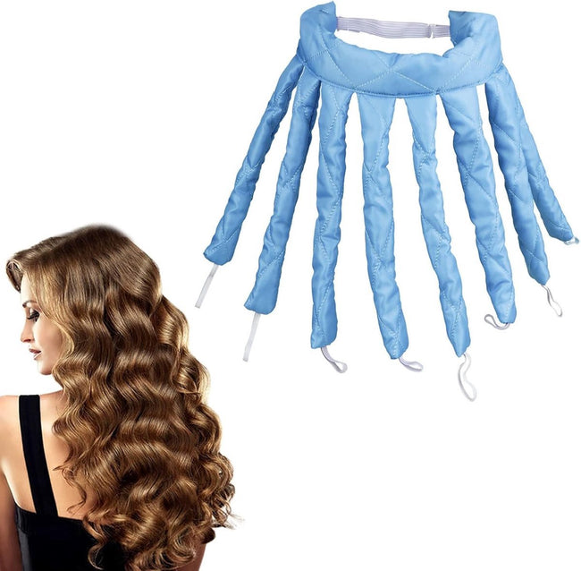Heatless Curls - Curlers - Heatless Curler - Hair Curler - Curl Rollers - Create Curls Without Heat - Curlers - Hair Rollers - Overnight Curls - Self-Adhesive - Satin - Blue - Harmless & Tasteless Hover Image