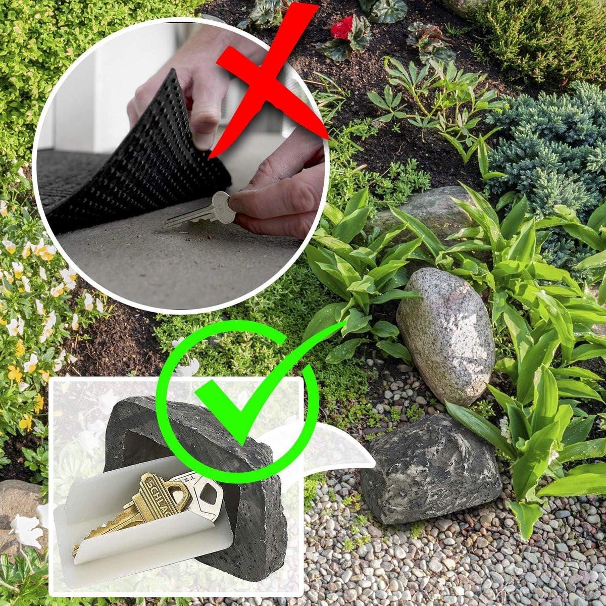 Fake Stone - Hollow Stone - Outdoor Hiding Place for House Keys - Plastic Fake Stone - Anti-Burglar - Security - Discreet - Safe Way to Hide a Key - Hide Keys in an Unfindable Hiding Place - 1 Piece.
