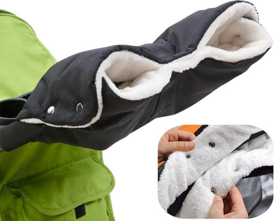 Stroller Glove Hand Warmer - Gloves for Strollers - Buggy Hand Warmer - Lined Gloves - Universal - Waterproof and Windproof - Warm Hands - Removable - Stroller - Children - Buggy Accessories - Black.