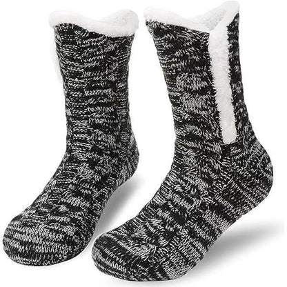 Socks - Plush Socks - Warm Socks - Winter Socks - House Socks - Fluffy Socks - Thick - Warming Quality - Comfort - Soft - Warm - with Plush Lining - Black - Unisex - Christmas Gift - Christmas - Gift - Perfect as a Christmas gift