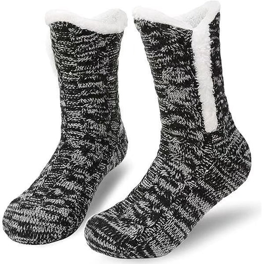 Socks - Plush Socks - Warm Socks - Winter Socks - House Socks - Fluffy Socks - Thick - Warming Quality - Comfort - Soft - Warm - with Plush Lining - Black - Unisex - Christmas Gift - Christmas - Gift - Perfect as a Christmas gift