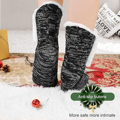 Socks - Plush Socks - Warm Socks - Winter Socks - House Socks - Fluffy Socks - Thick - Warming Quality - Comfort - Soft - Warm - with Plush Lining - Black - Unisex - Christmas Gift - Christmas - Gift - Perfect as a Christmas gift