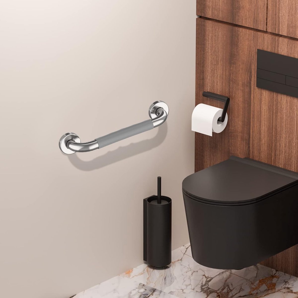 Wall Grab Bar - Extra Grip - Handle/Wall Grab Bar for Bathroom/Shower/Toilet - 30CM - Toilet Grab Bar - Bath Grab Bar - Shower Grab Bar - Non-Slip Grab Bar - Bathroom - Kitchen - Stairs - Kitchen Cabinet Handle - Furniture Hardware - Mounting Material Inc