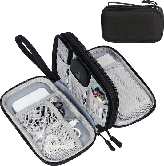 Cable Organizer Storage Bag 3 Layers - Cable Organizer Bag - Waterproof / Wear-Resistant - Cable Electronics Organizer - Cable Bag - Luxury Organizer For Cables And Accessories - Compact Cable Bag - Cable Organizer - Data Cable Organizer - Black - Travel.