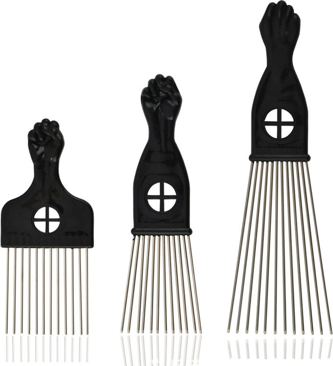 Comb - Afro Comb - Hairdresser's Comb - Styling Tool - Afro Comb - Afro Pick - Styling Afro Comb - 3 Sizes - 3 Types - Professional - Accessory - Men and Women - Black Hover Image