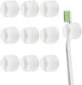 Toothbrush Holder - 10 Pieces - Holder - Bathroom - With Suction Cup - Washbasin - Shelf - Storage - Holder - Hygienic - Bathroom Gadgets - Bathroom Accessory - Wall Mounting - No Drilling Required - Plastic - Toothbrush - White