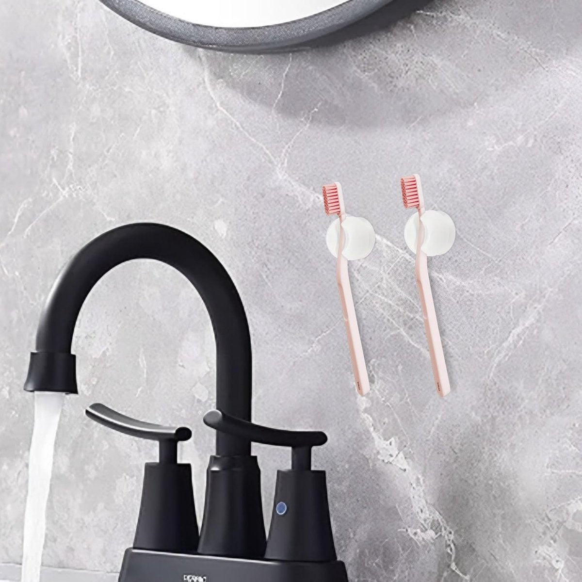 Toothbrush Holder - 10 Pieces - Holder - Bathroom - With Suction Cup - Washbasin - Shelf - Storage - Holder - Hygienic - Bathroom Gadgets - Bathroom Accessory - Wall Mounting - No Drilling Required - Plastic - Toothbrush - White
