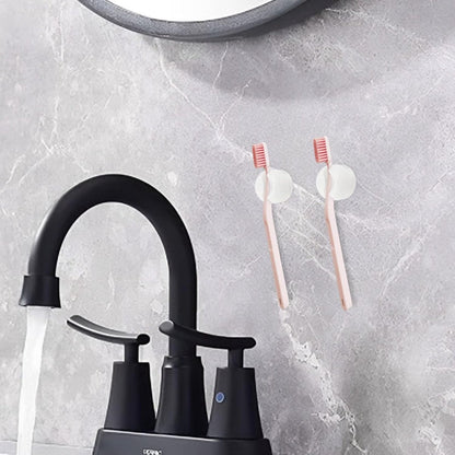 Toothbrush Holder - 10 Pieces - Holder - Bathroom - With Suction Cup - Washbasin - Shelf - Storage - Holder - Hygienic - Bathroom Gadgets - Bathroom Accessory - Wall Mounting - No Drilling Required - Plastic - Toothbrush - White