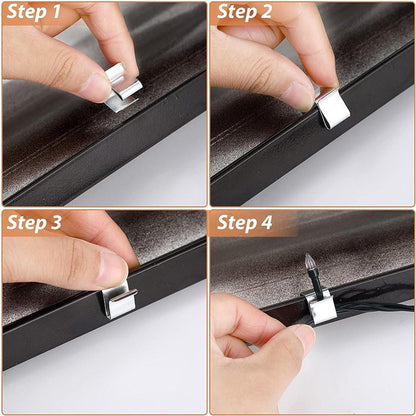 Cable Clips - 100 Pieces - Cable Holder - Halloween - Christmas - Nail Clip - Cable Tie - Clips - Cable Channel - Ties - Cable Lock - Cable Channels - Roof Hooks - Cable Clamp - Strong Clamping Force - 20 x 14 mm - Very Suitable for Party / Halloween / Ch.