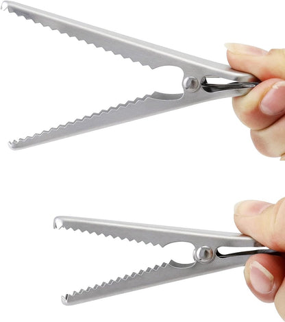 10 pieces - sealing clips - High clamping force closure clips - Freshness clips - Bag clips - Alligator clips - Easy to use - Multifunctional - for kitchen and home - for Candy & Snack Packaging - stainless steel - silver - 11.5cm