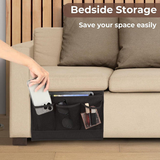 Bedside Pocket - Bed Organizer - Sofa Organizer - Bed Storage Compartment - Storage Bag for Bed or Sofa - Nightstand for iPad & Magazines - Magazine Organizer - Storage Case - Nightstand - Bedroom Accessory - for Bed or Sofa - Black