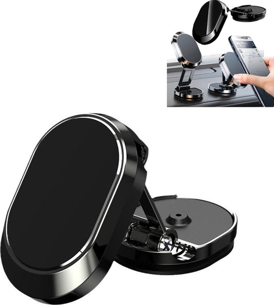 Magnetic Car Phone Holder - Magnetic Car Phone Holder - Foldable Multi-Angle Rotation - 360 Degree Rotatable Magnetic Phone Holder - For Mobile Phones / Smartphones In The Car - Universal Magnetic Release - Black.