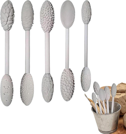Clay Tools - 5-piece - Professional High Quality Pottery Modeling Modeling Set - Generic Clay Sculpture - versatile potter's rollers - potter's structure texture - for Clay / Sculpting / Pottery.