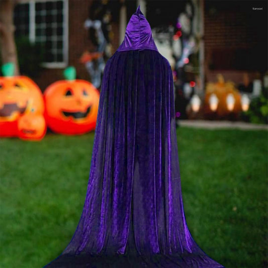 Luxury Purple Hooded Coat - 170cm / XXL - Carnival Halloween Costume - Purple Velour Coat - Hat - Adults - Dress Up - Costume Cape - Gothic - Fantasy - Halloween Suit - Carnival Clothing - Women and Men