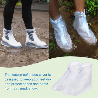 Rain Overshoes - Unisex - Sturdy Shoe Covers - With Zipper and Drawstring - Shoe Cover - Waterproof Shoe Protectors - Motorcycle Scooter Bicycle Shoe Cover - Shoe Cover - Rain Cover - Protects Against Rain and Dirt - White - Size 40/41