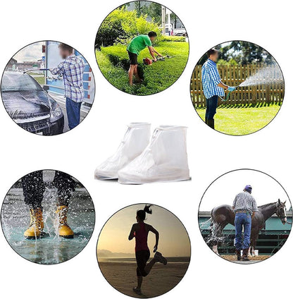 Rain Overshoes - Unisex - Sturdy Shoe Covers - With Zipper and Drawstring - Shoe Cover - Waterproof Shoe Protectors - Motorcycle Scooter Bicycle Shoe Cover - Shoe Cover - Rain Cover - Protects Against Rain and Dirt - White - Size 40/41