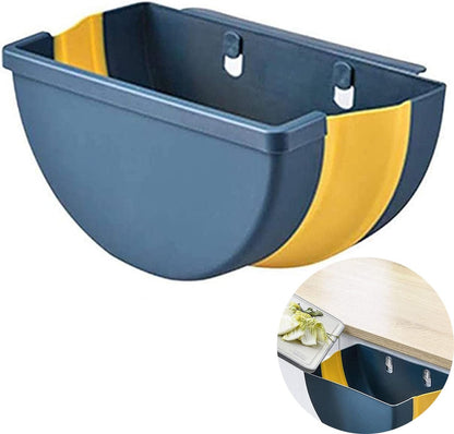 Trash Can - Foldable Trash Can - Kitchen Waste Bin - Trash Can In The Kitchen - Hanging Kitchen Cabinet Door - Car - Cabinet Door - Camping - Office - Bedroom - Organizer - Easy To Hang - Handy - Wall Mountable - Plastic - Blue