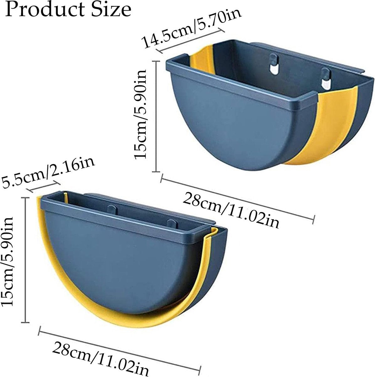 Trash Can - Foldable Trash Can - Kitchen Waste Bin - Trash Can In The Kitchen - Hanging Kitchen Cabinet Door - Car - Cabinet Door - Camping - Office - Bedroom - Organizer - Easy To Hang - Handy - Wall Mountable - Plastic - Blue