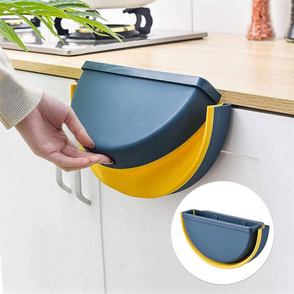 Trash Can - Foldable Trash Can - Kitchen Waste Bin - Trash Can In The Kitchen - Hanging Kitchen Cabinet Door - Car - Cabinet Door - Camping - Office - Bedroom - Organizer - Easy To Hang - Handy - Wall Mountable - Plastic - Blue