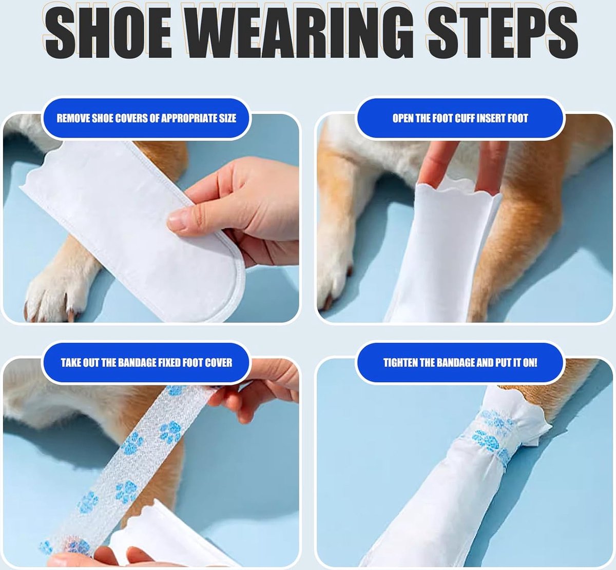 Dog Socks - 40 Pieces - Disposable Pet Socks - Waterproof - Non-Slip Dog Socks - Dog Shoes Paw Protector Socks for Dogs - Velcro Closure - Breathable - Adjustable - Pet Paw Protector - Dog Shoes - Size M
