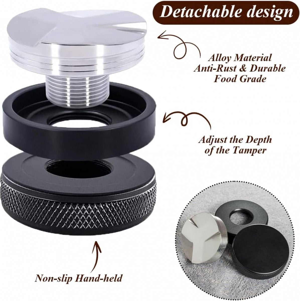 Coffee Distributor - 53mm - Coffee Distributor - Espresso Distributor - Coffee Distributor - Coffee Tamper - Espresso Tamper - Coffee Stamper - Coffee Leveler - Quick Mill - Espresso Machine - Barista Essentials - Black
