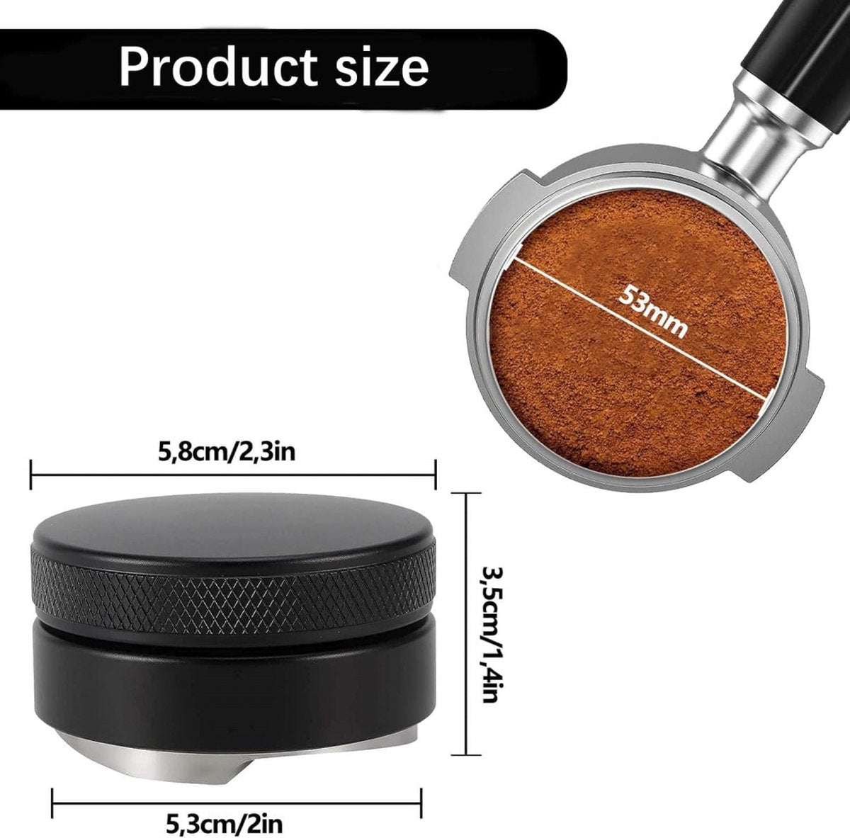 Coffee Distributor - 53mm - Coffee Distributor - Espresso Distributor - Coffee Distributor - Coffee Tamper - Espresso Tamper - Coffee Stamper - Coffee Leveler - Quick Mill - Espresso Machine - Barista Essentials - Black