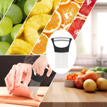Onion Comb - 2 Pieces - Onion Slicer - Vegetable Slicer - Stainless Steel - Tomato Slicer - Potato Slicer - Finger Guard - Cutting Aid for Onions, Potatoes and Vegetables - Onion Cutting Tool - Egg Slicer - Manual - Onions - Slicer - Comb
